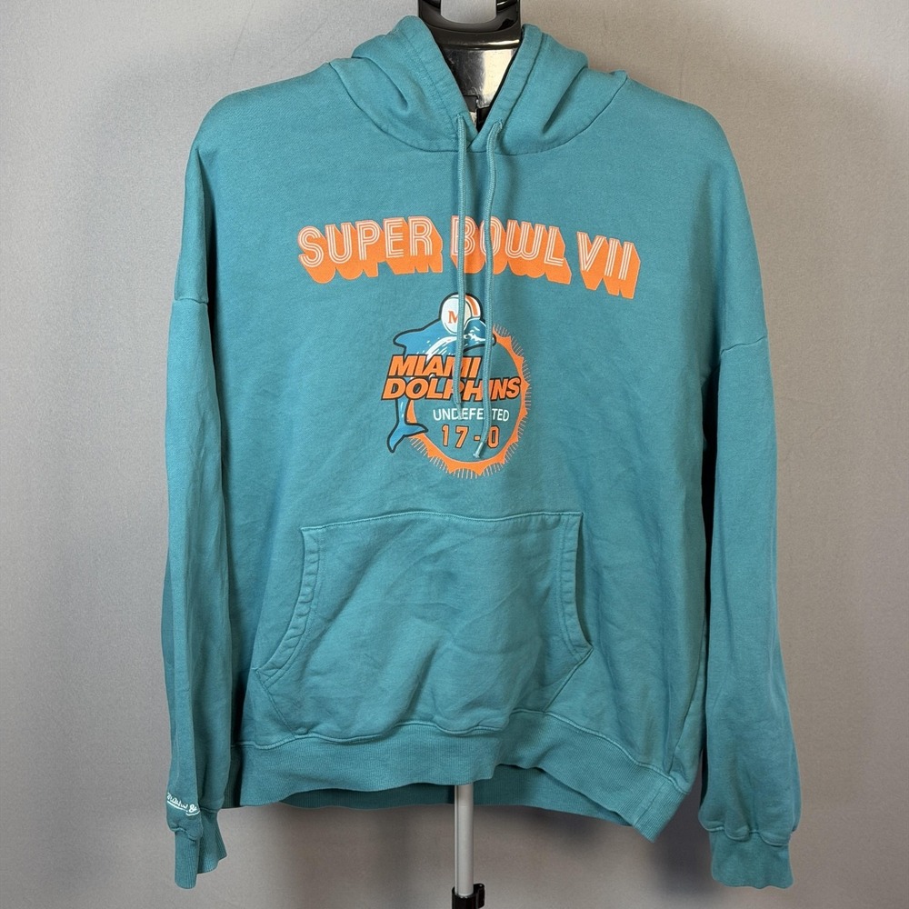 Miami Dolphins Sweatshirt Mens Large Blue NFL Super Bowl VII Mitchell & Ness